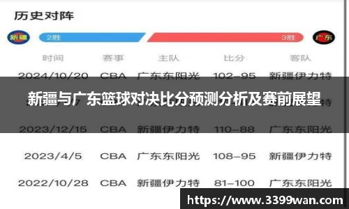 新疆与广东篮球对决比分预测分析及赛前展望